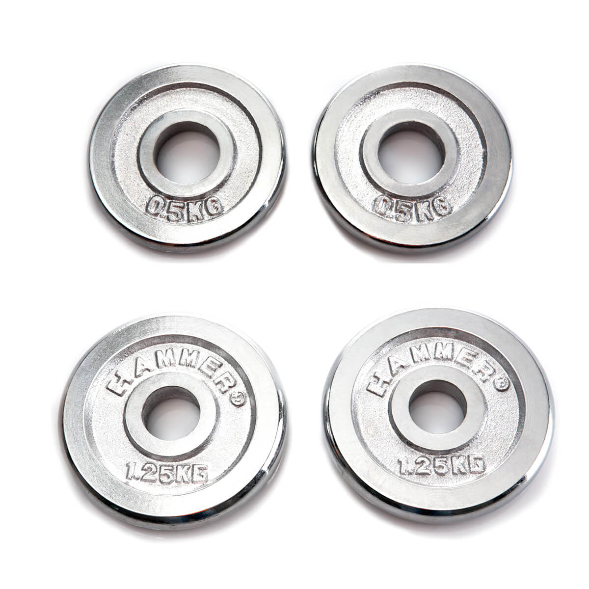 Hantelscheiben Gewichtsscheiben 2x 0.5 kg, 2x 1.25 kg - chrom