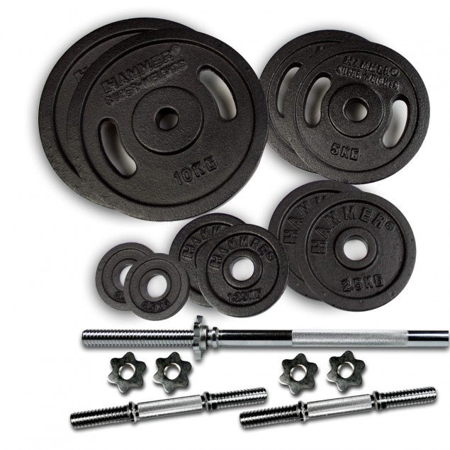 Dumbbell and weight Long and Short Bar Set 53 kg by HAMMER